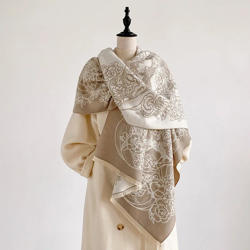 Vintage Floral Fringe Shawl Wrap
