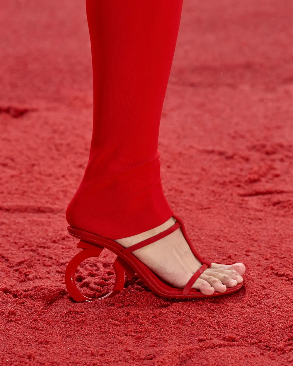 Suede Circular Heel Square Toe Sandals