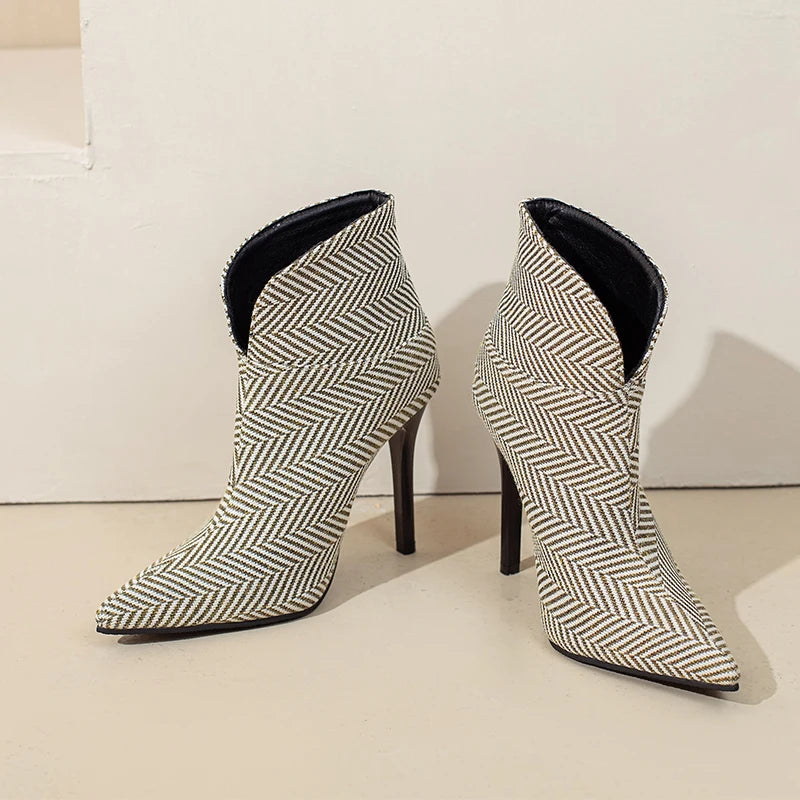 Pointed Toe High Heel Stiletto Ankle Boots for Women
