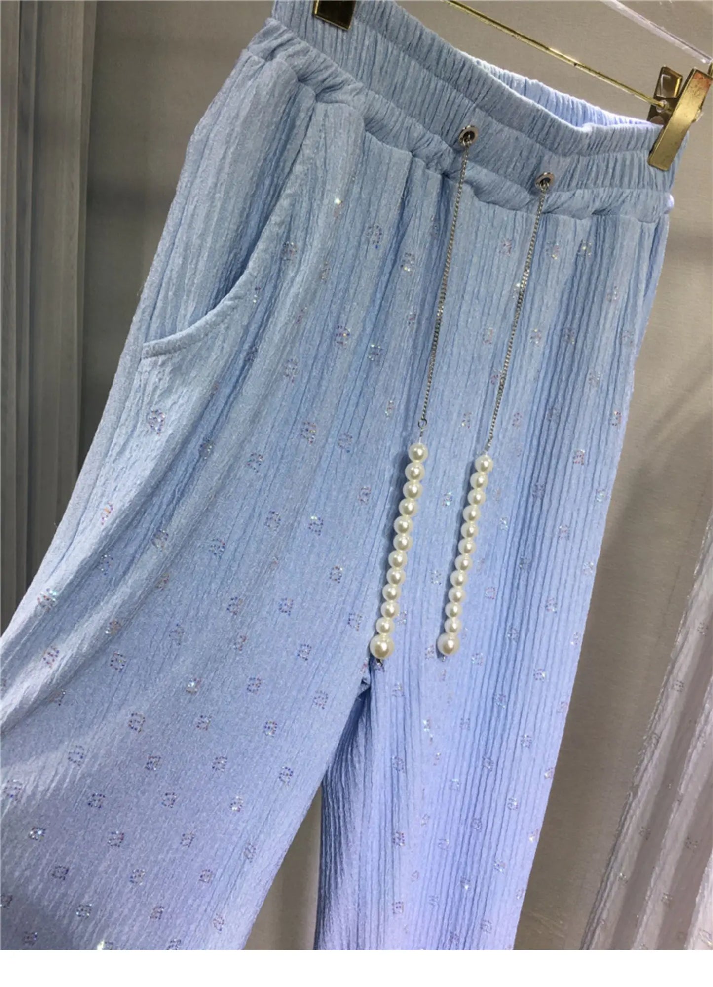 Pink Silk-Feel Wide Leg Pants