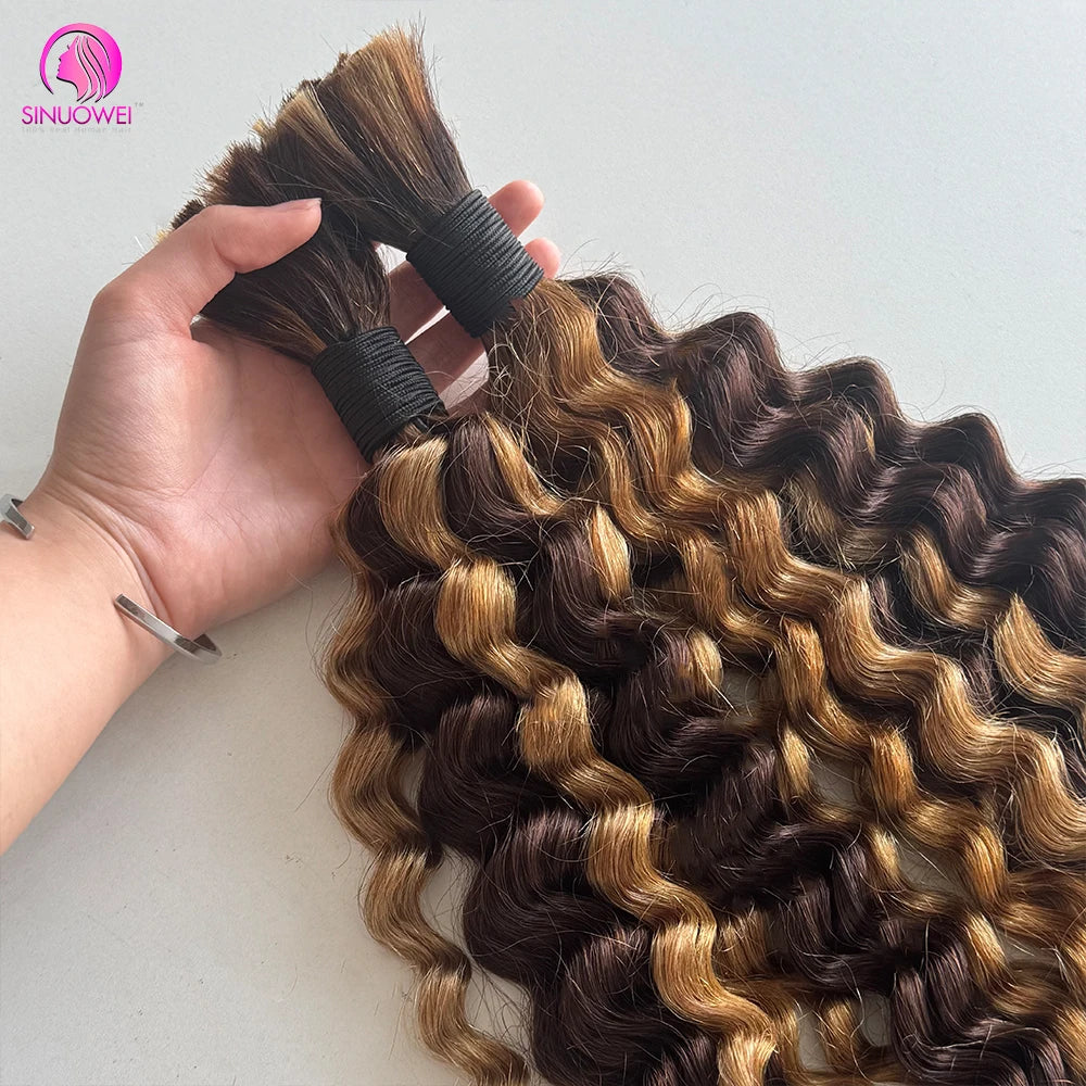 Honey Blonde Deep Wave Human Hair Braiding Extensions for Women