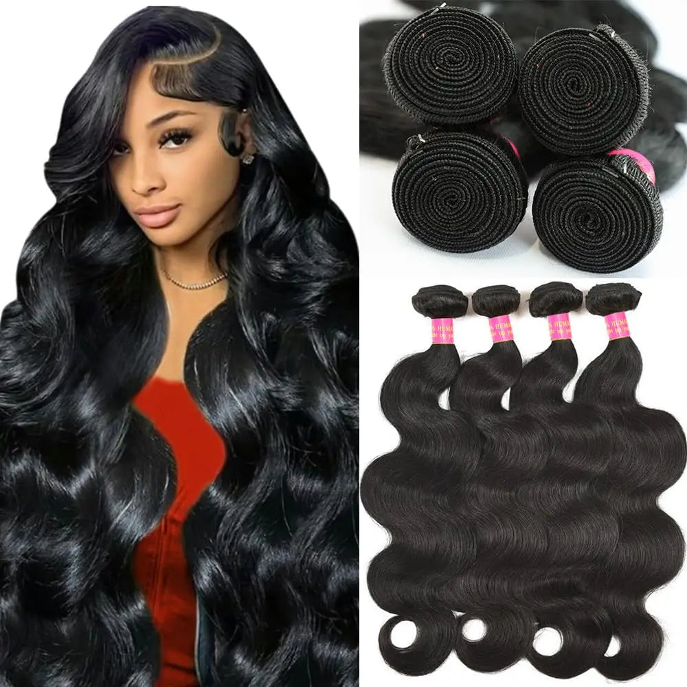 Natural Body Wave Remy Human Hair Bundle Extensions For Women