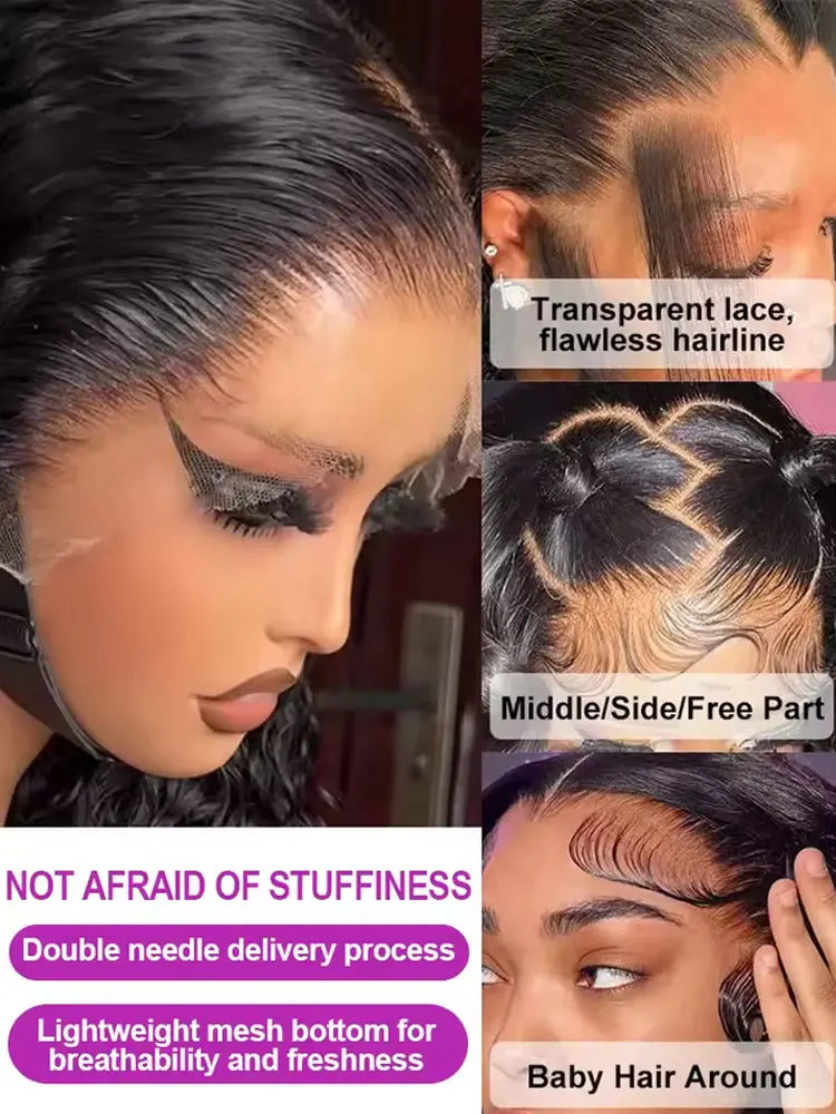 Deep Wave Preplucked Lace Front Human Hair Wig For Women
