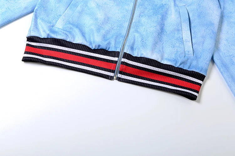 Panelled Stripe Zip Up Coat Tracksuit