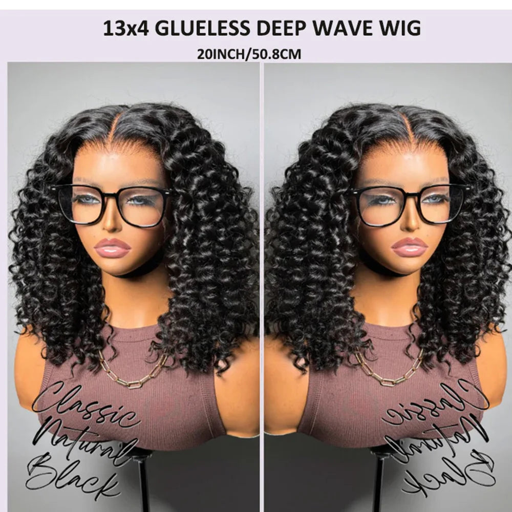Pre Plucked Glueless Deep Curly Human Hair Wig for Women