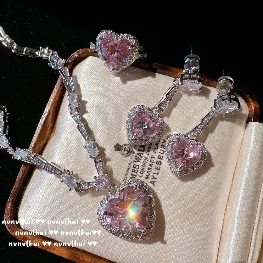 Sparkling Heart Cubic Zirconia Jewelry Set for Women
