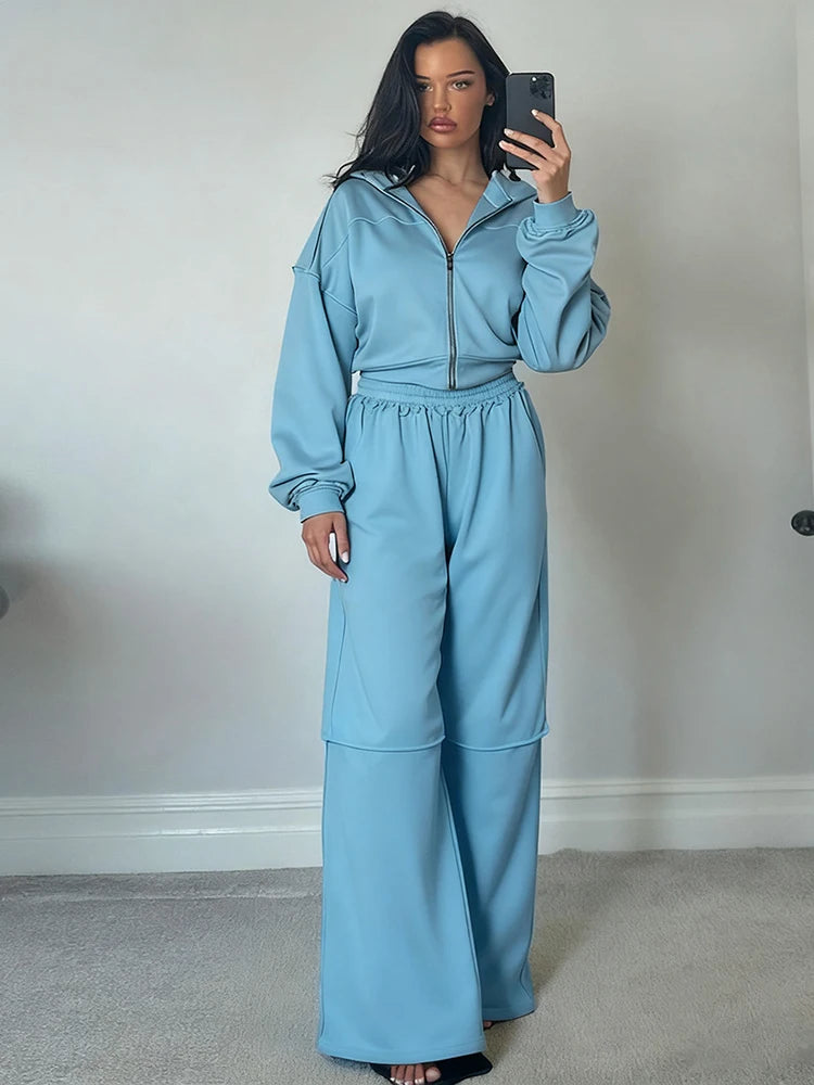Cozy Woolen Hooded Pantsuit