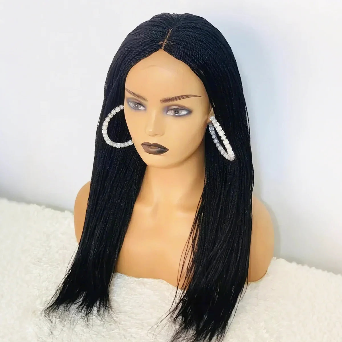 28inch Chestnut Brown Micro Twist Color Mix Wig with 5x5 HD Lace Closure Glueless Natural Look Braiding Lace Wig for Women