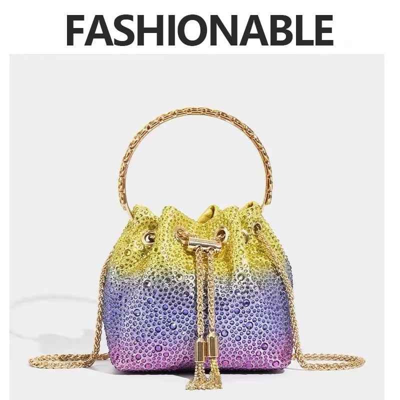 Luxury Designer Women's Handbag Crystal Shiny Rhinestones Diamond Evening Bag Wedding Party Clutch Purse Shoulder Crossbody Bag