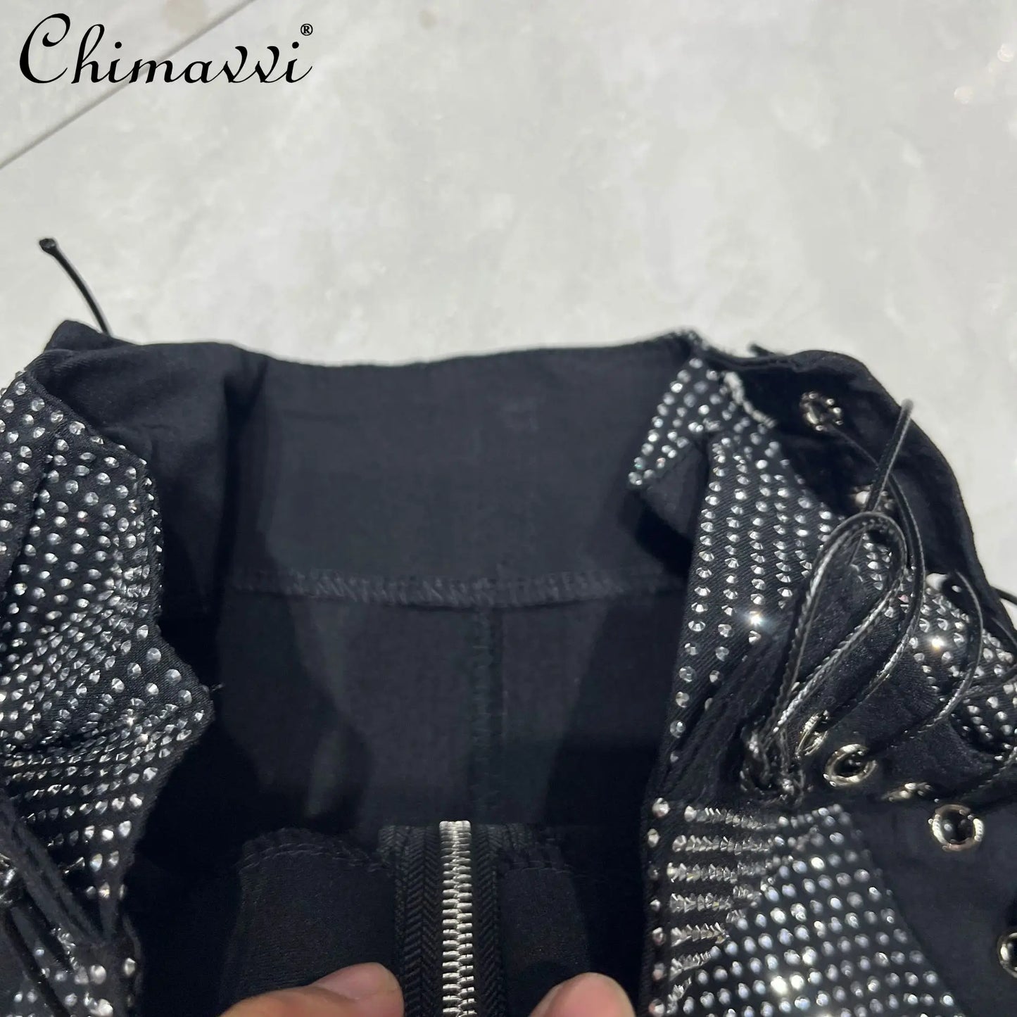 Summer New Fashion Hot Girl Design Heavy High Waistshorts Women's Tie Back Zipper Design Tight Hip Covering Nightclub Hot Pants