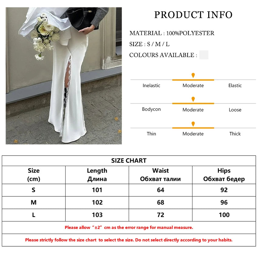 Elegant High Waist Floor Length Satin Skirt for Women