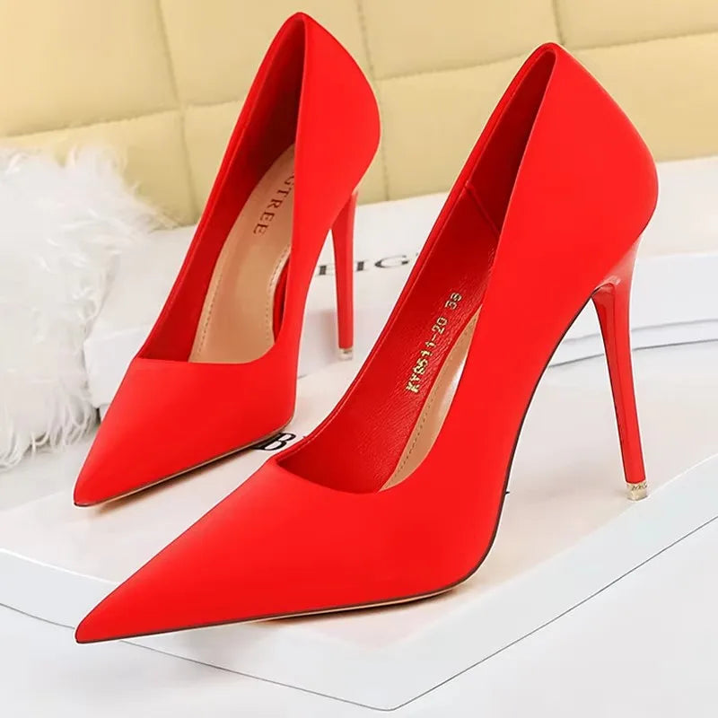 Elegant Purple Satin High Heel Stiletto Pumps for Women
