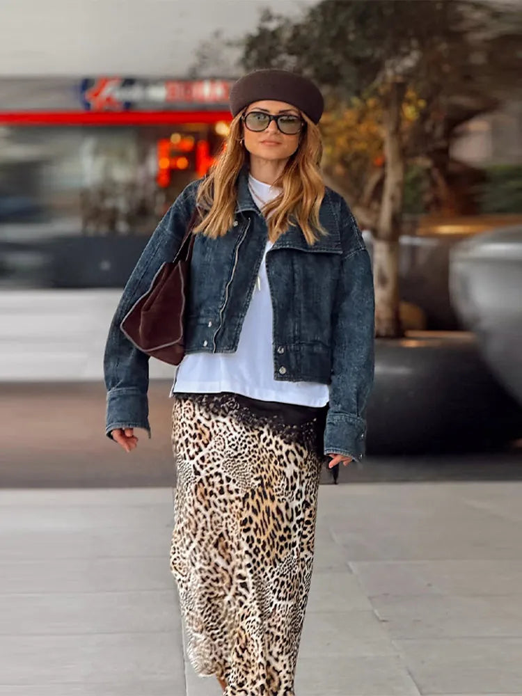 Oversized Street Style Denim Jacket with Pockets for Women
