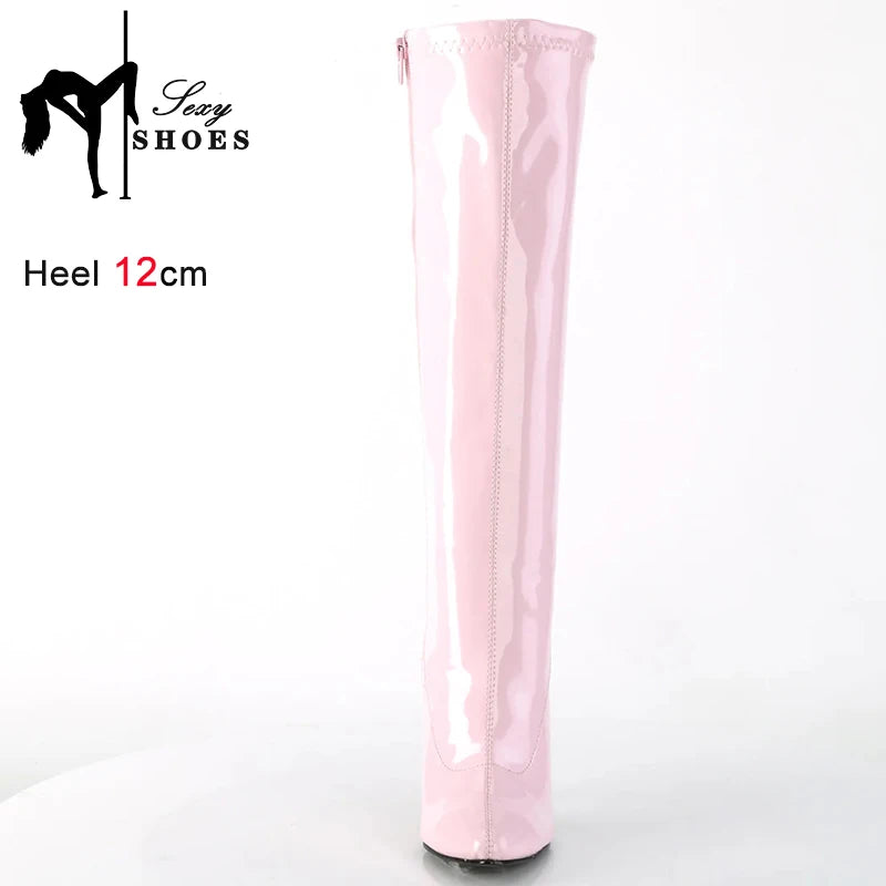 Patent Leather Stiletto Knee High Boots