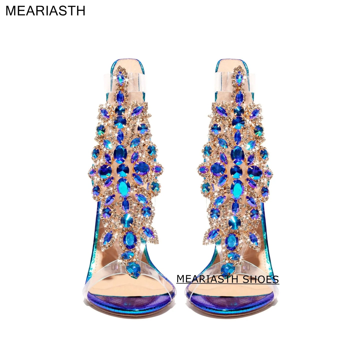 Elegant Crystal Strap Suede Stiletto Sandals for Women