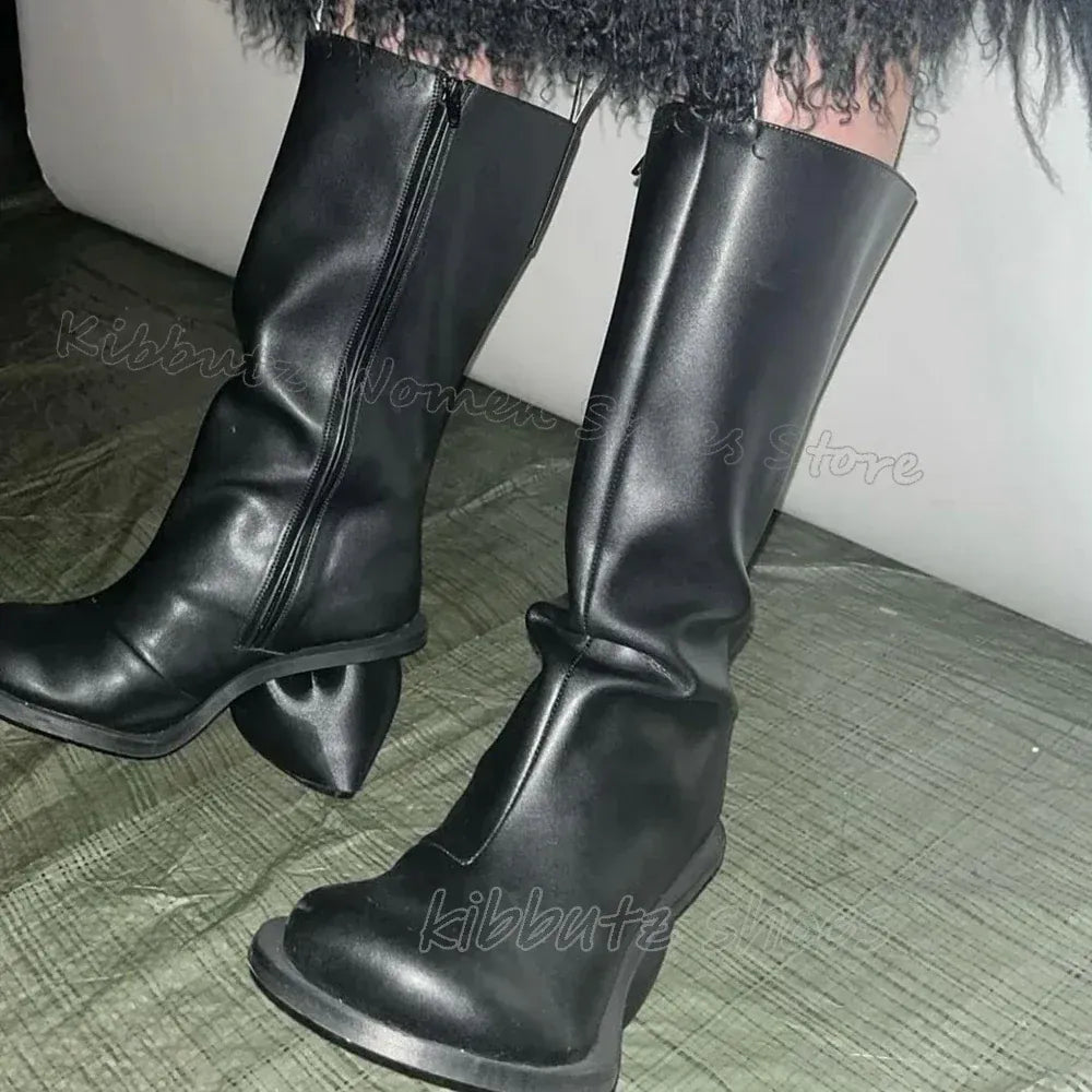 Heart Shaped Heels Knee High Boots