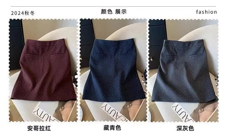 Polka Dot Print High Waist Slim Midi Skirt for Women