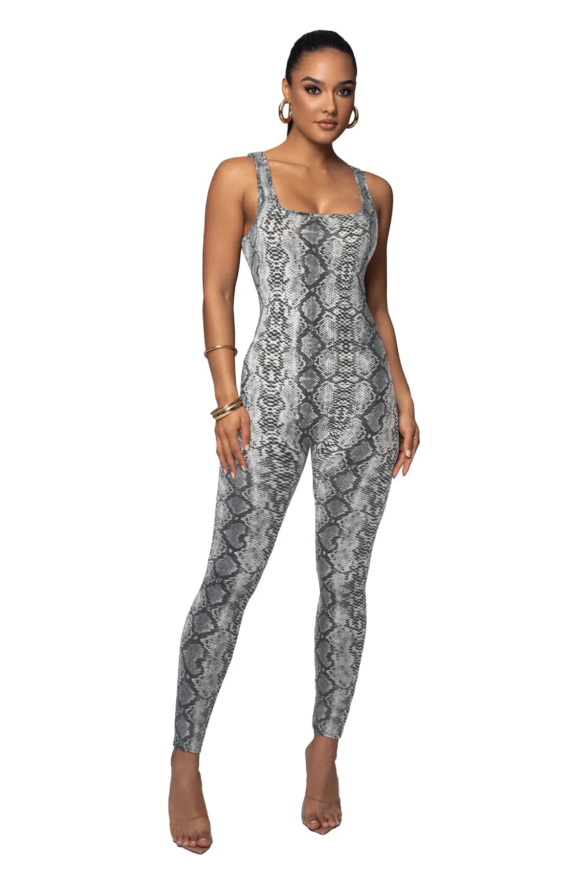 Leopard Print Sleeveless Bodycon Jumpsuit for Women
