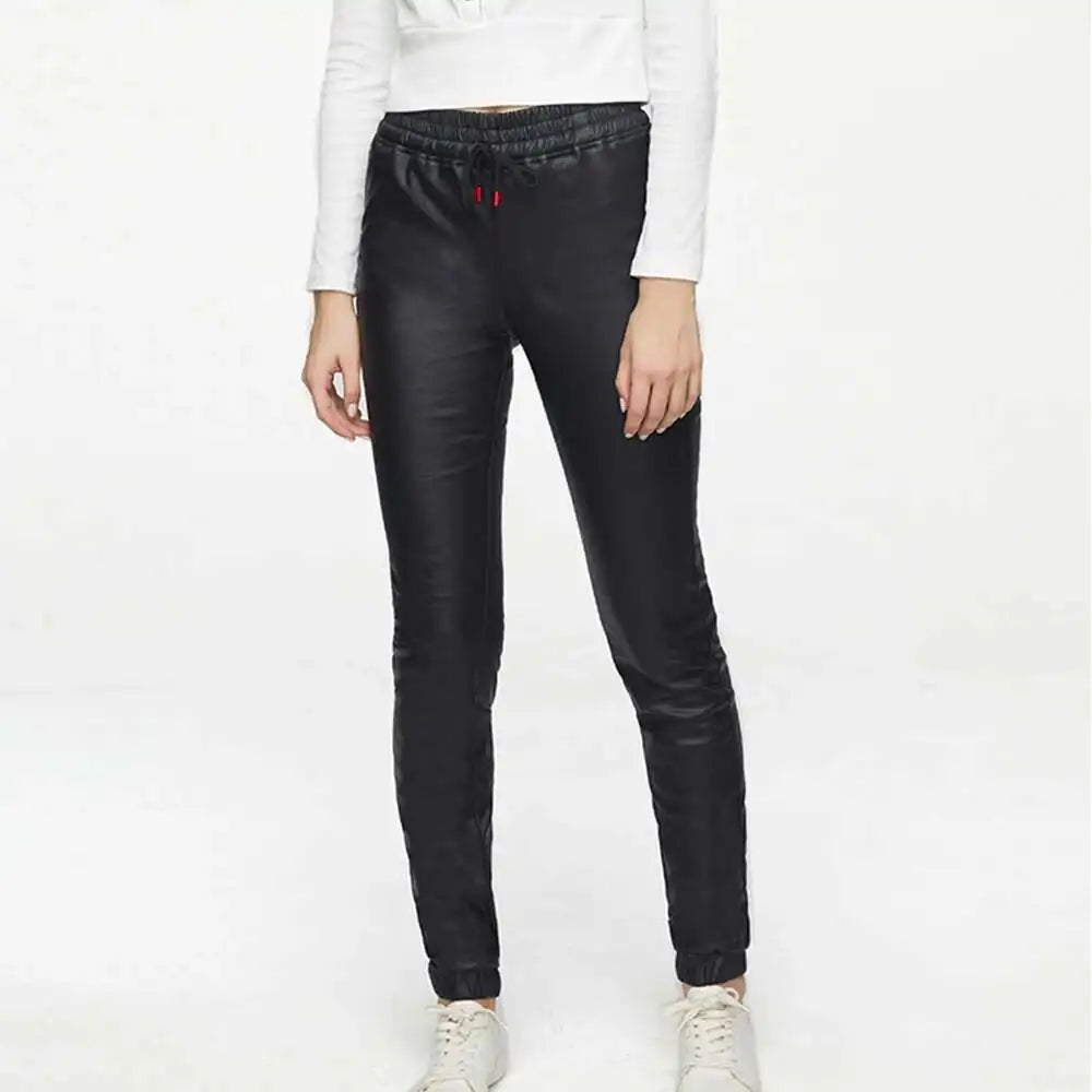 Sexy black high waist PU leather pants women fashion streetwear baggy pants trousers woman clothing gothic casual harem pants