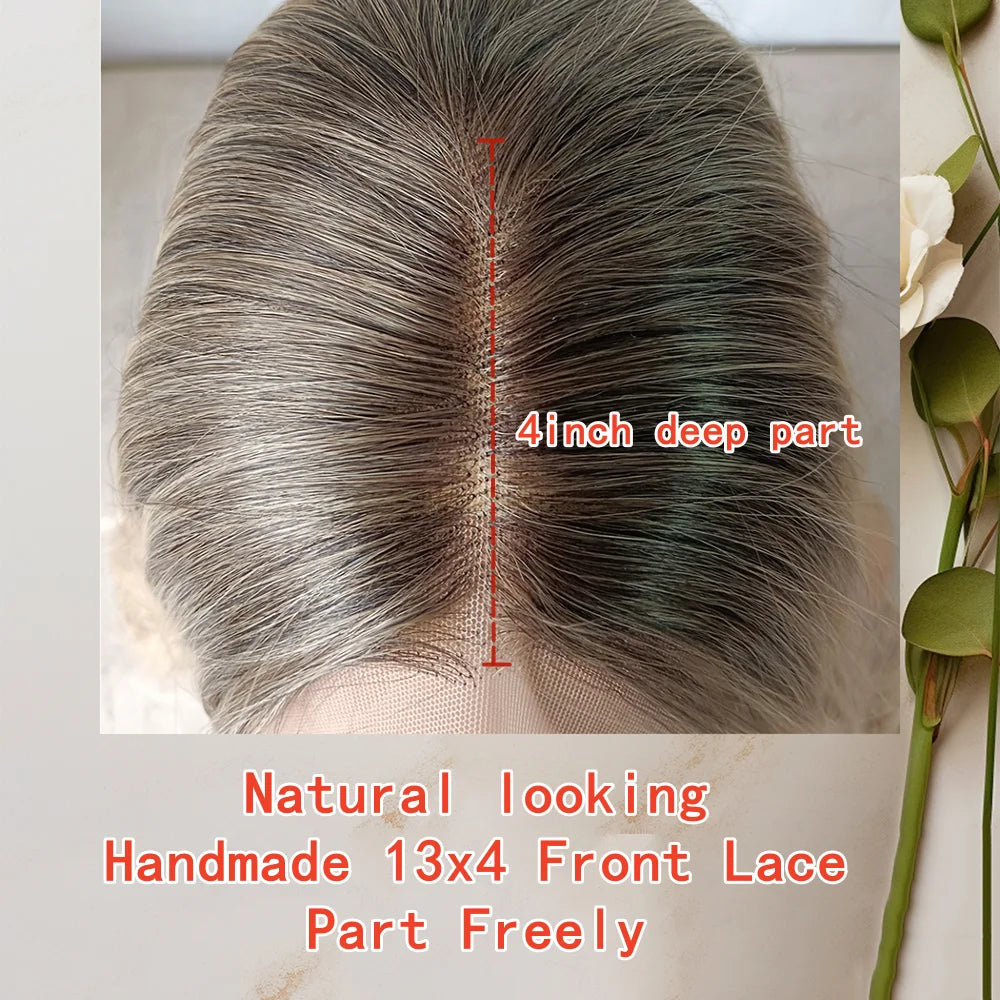 Platinum Icy Blonde Ombre Lace Front Wavy Bob Wig For Women