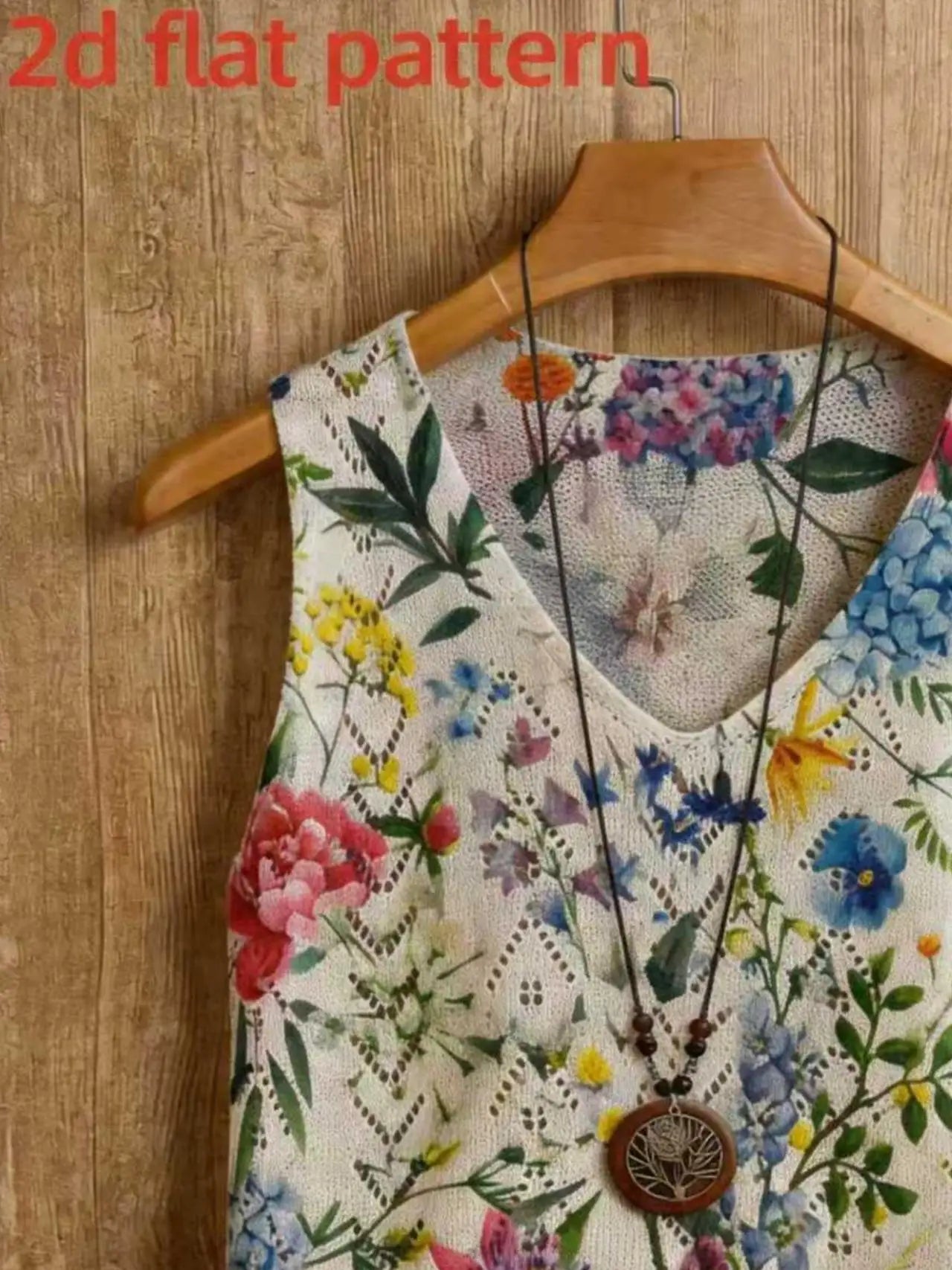 Floral Print V-Neck Pullover Knit Vest Top for Women