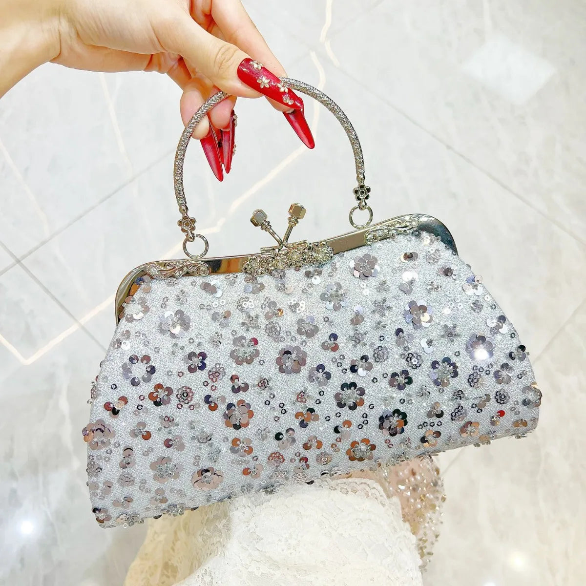 New Dinner Handbag Sequined Diamond Dinner Party Women's Handbag Luxury Brand Fashion Trend Women's Shoulder Crossbody Bag