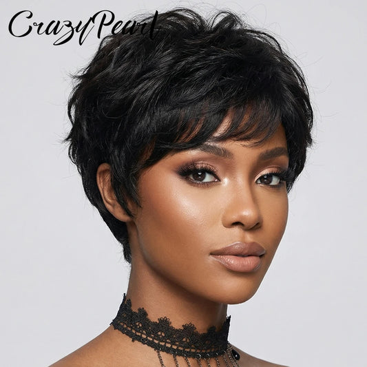 Layered Pixie Cut Human Hair Lace Front Wig for Women
