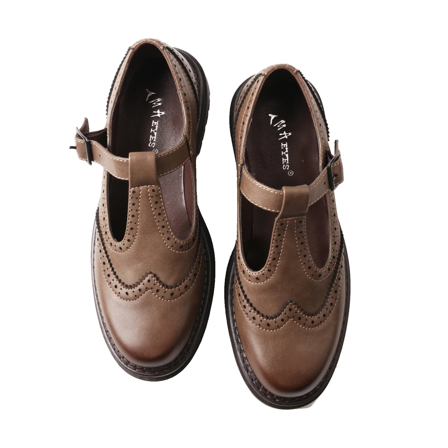 Leather Brogue Mary Jane Low Heel Shoes