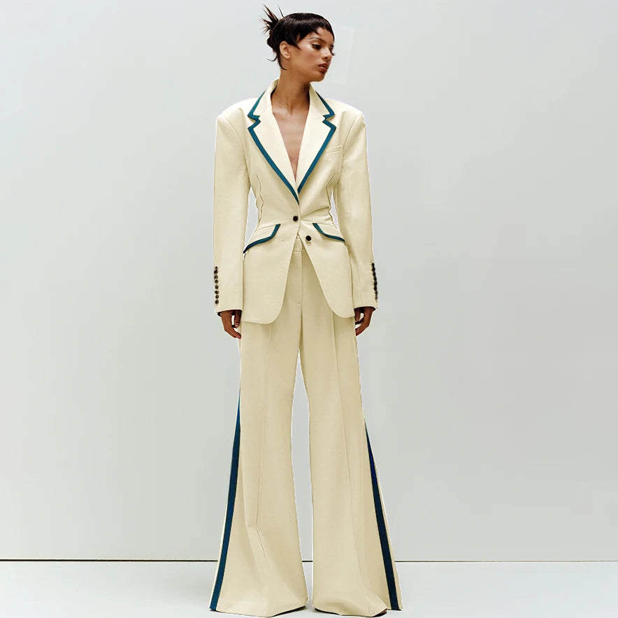 Tailored Notched Collar Two Piece Suit Set For Women