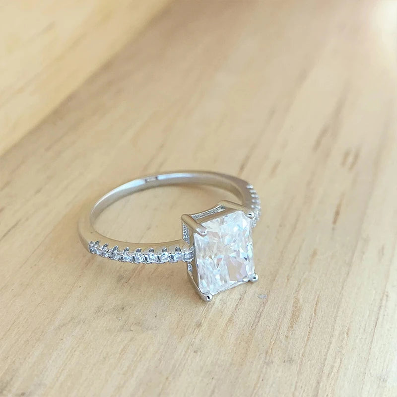 Oval Cut Moissanite Sterling Silver Engagement Ring for Women