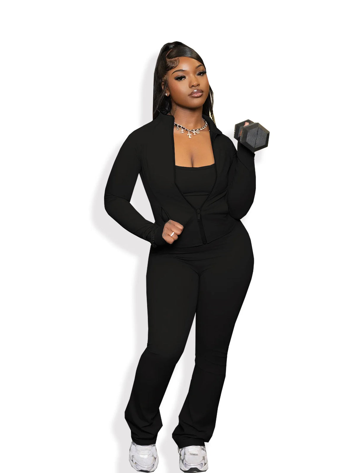 Zip Jacket And High Waist Jogger Set