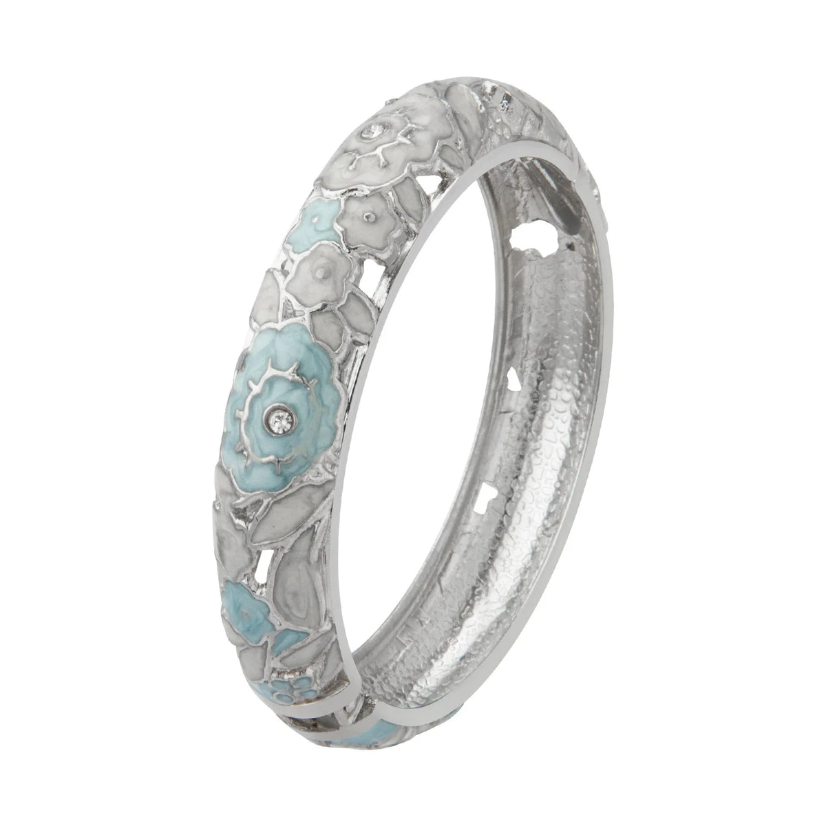 Enameled Rose Flower Cuff Bracelet