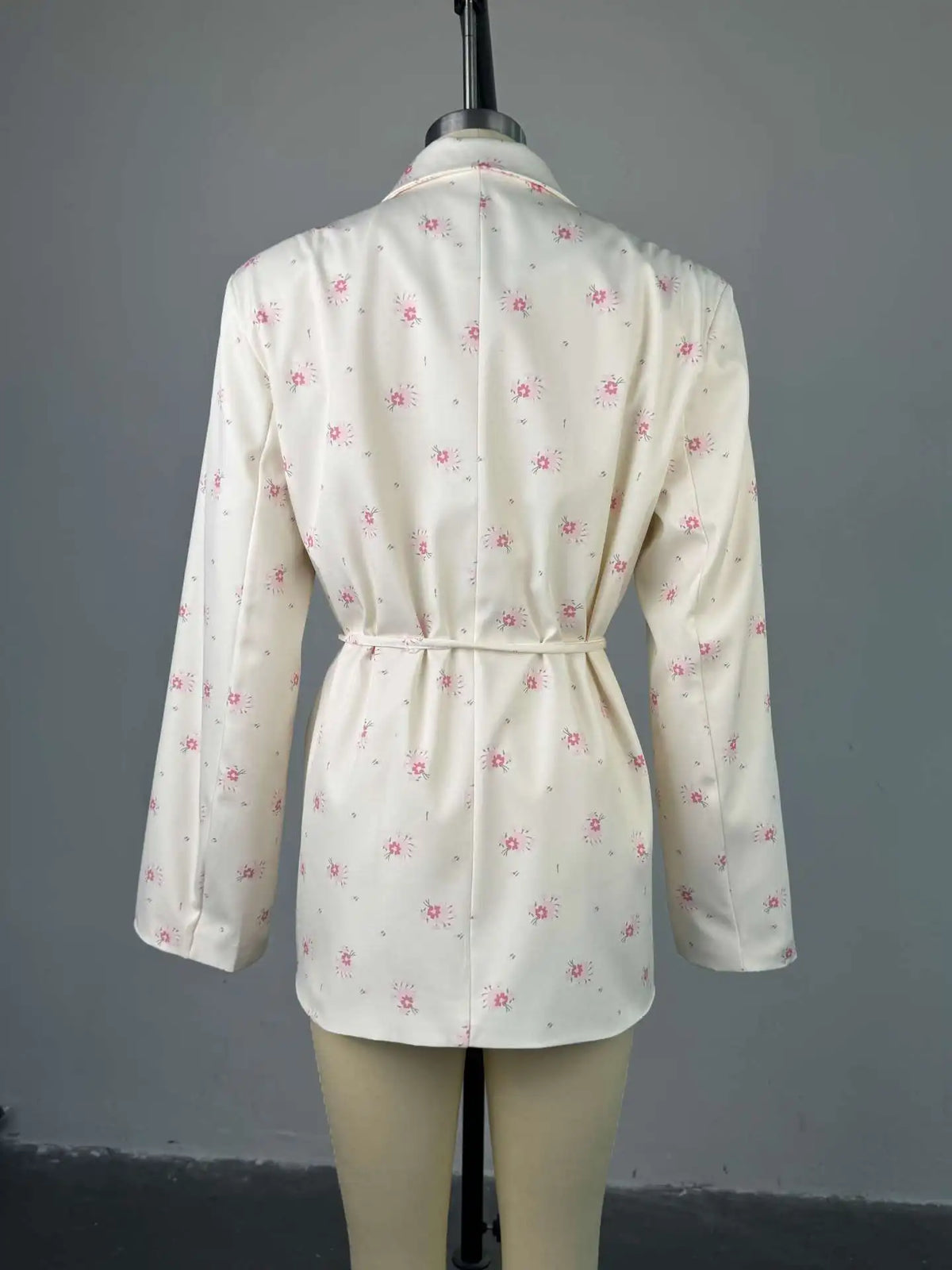 Printed Lace Up Casual Notched Blazer Jacket for Women