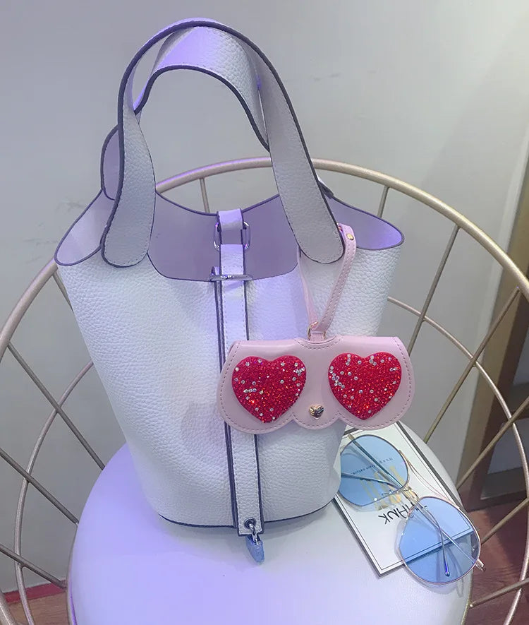 Diamonds cute glasses clip ins fashion sunglasses bag portable sunglasses case protective cover bag bag hanging jewelry