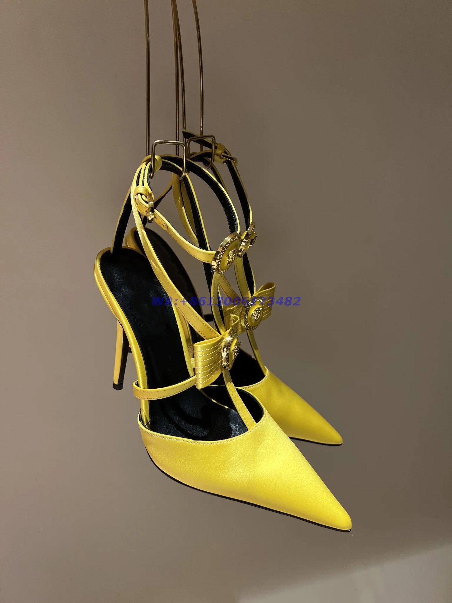 Fashion Women Design Candy Color Bow Satin High Heel Pumps Pointed Toe T Strap Buckle Slingback Stiletto Heels Plus Size