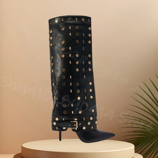 Black Foldover Ankle Boots