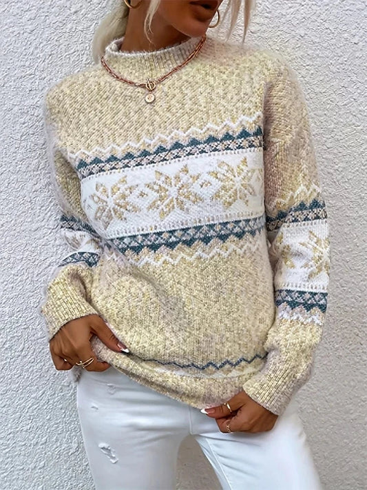 Women's plus Size High Collar Pullover Sweater Printed Casual Shirt Half-Length Collar Best for Autumn Winter 2024