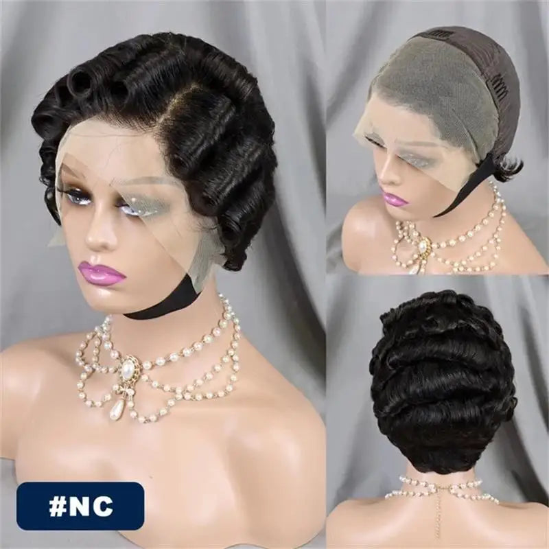 Chocolate Brown Pixie Cut Lace Front Human Hair Wig for Women