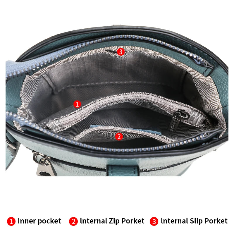 Genuine Leather Crocodile Pattern Crossbody Bag for Women