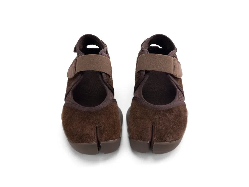 Leather Split Toe Buckle Mary Jane Flat Shoes for Women