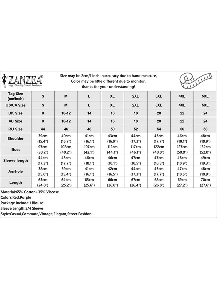 2024 Autumn 3/4 Puff Sleeve Tees ZANZEA Women Round Neck Tops Vintage Ethnic Style T Shirt Holiday Floral Printed Smock Blouse