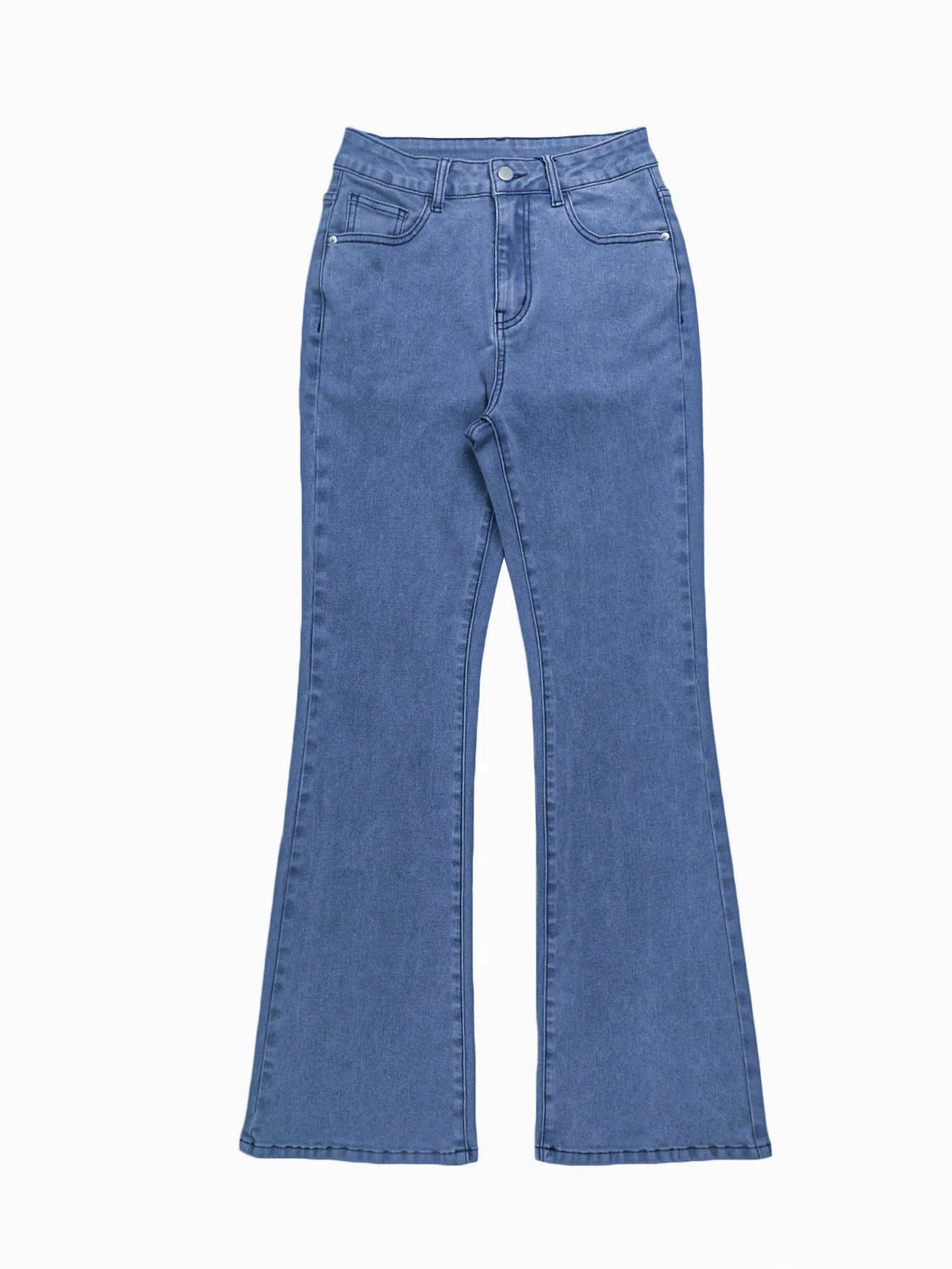 High Waisted Flared Slim Fit Jeans With Pockets for Women