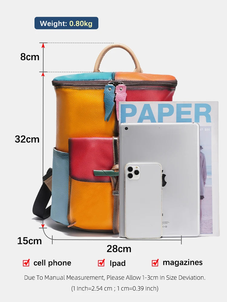 Large Capacity Soft Cow Leather Backpack for Women
