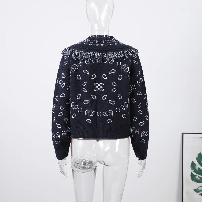 Casual Tassel Knit Open Front Long Cardigan for Women