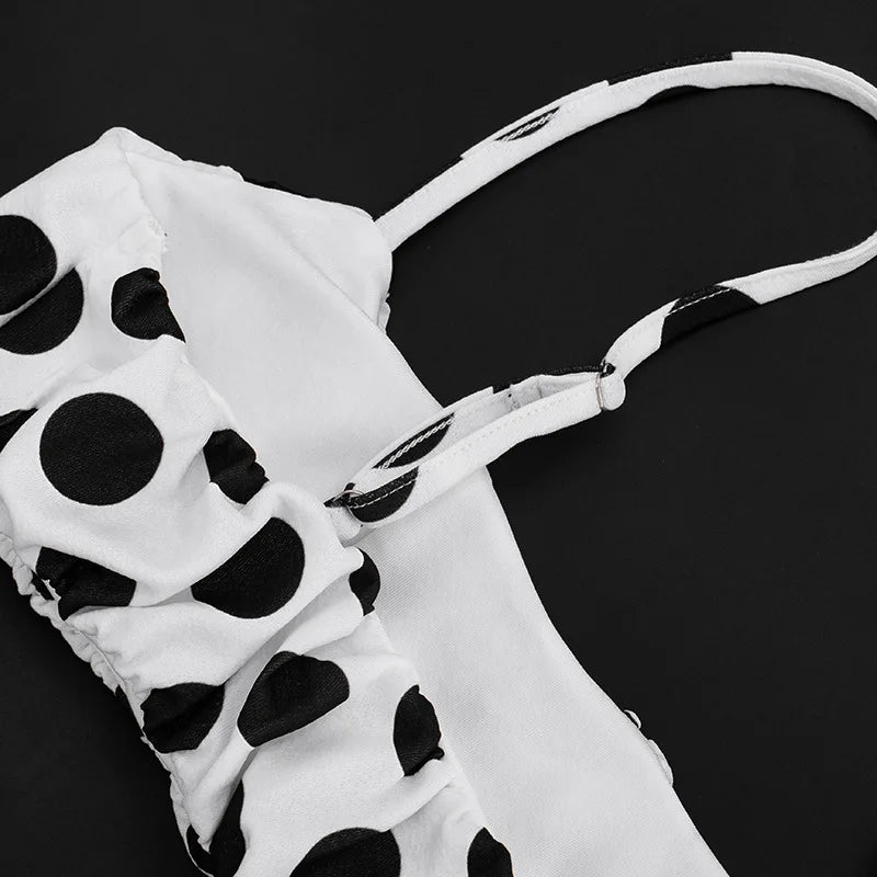 Polka Dot Spaghetti Strap Crop Top and Shorts Two Piece Set for Women
