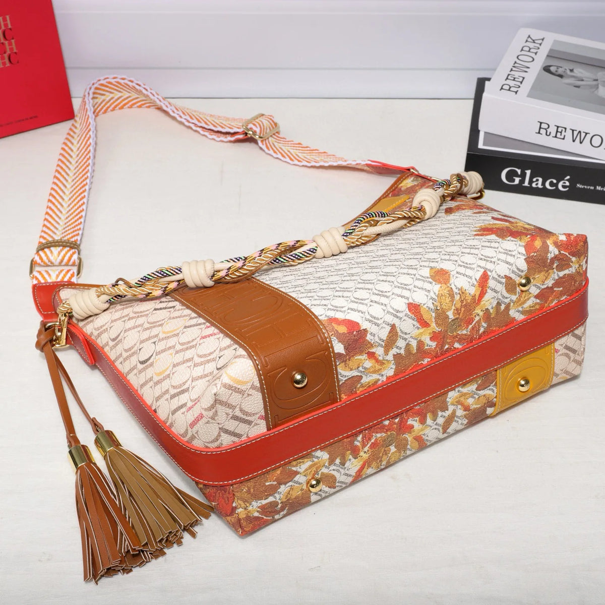 Textured Letter Print Tote And Crossbody Bag for Women