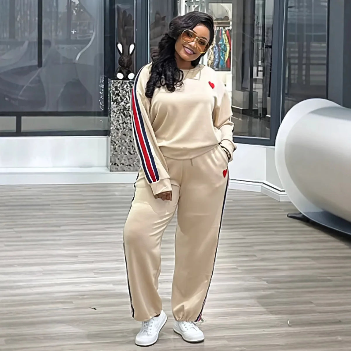 Casual Matching Two-Piece Jogger Tracksuit Set for Women
