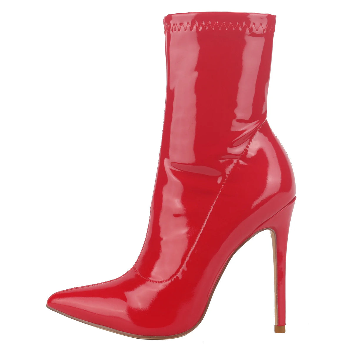 Glossy Patent Leather Ankle Boots with Thin Heels for Women