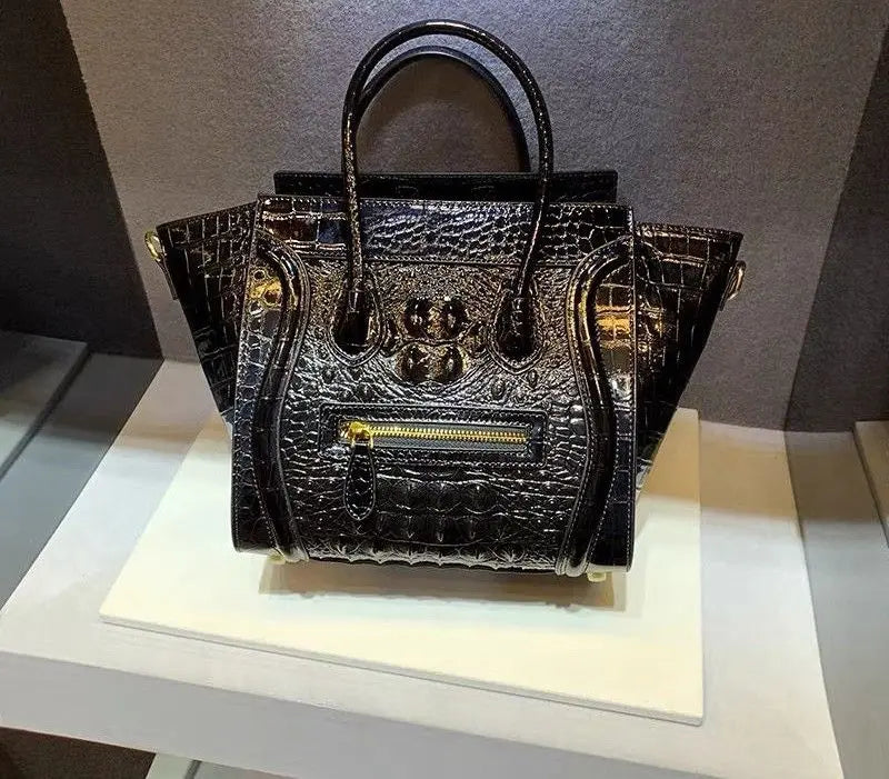 Crocodile Embossed Leather Crossbody Bag for Women