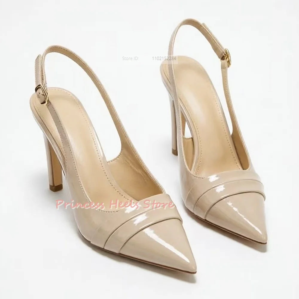 Shallow Back Opening Pointed Toe Buckle Straps Sandals for Women